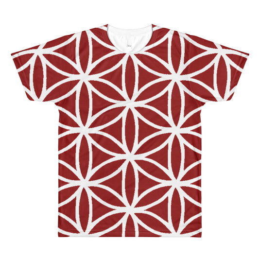 Burgundy Flower of life all over T - BFLY