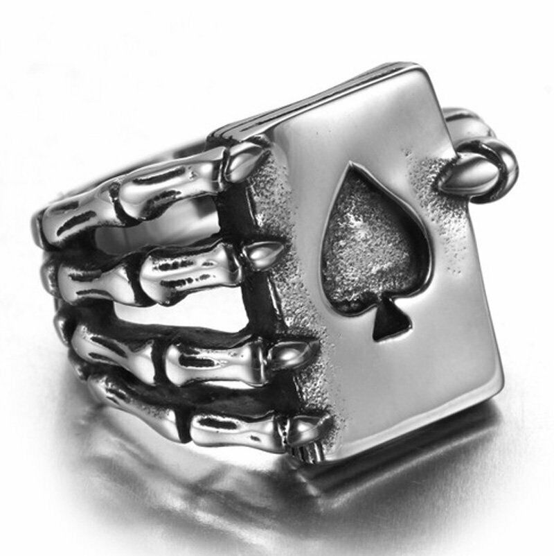 spade playing cards unisex stainless steel rings