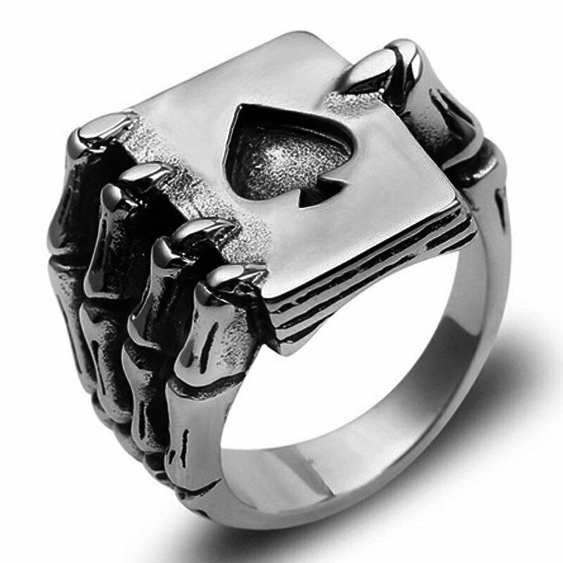 spade playing cards unisex stainless steel rings